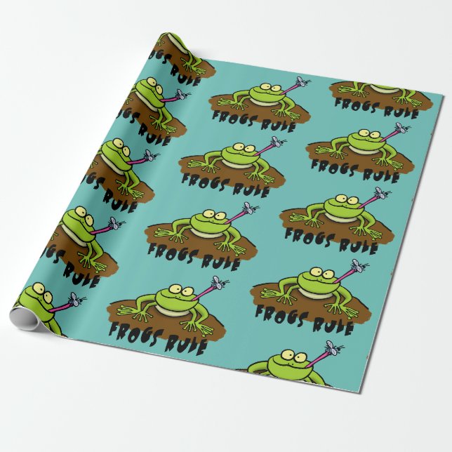 Papier Cadeau La grenouille règle drôle dessin de grenouille ver (Déroulé)