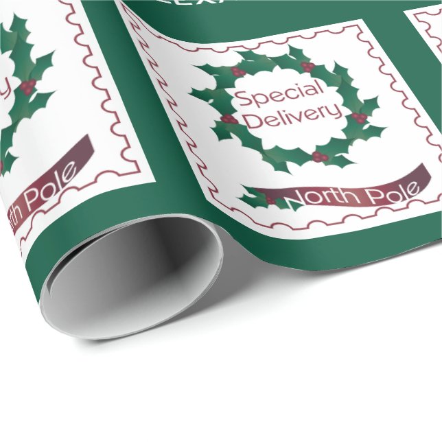 Papier Cadeau La livraison spéciale personnalisée de Père Noël (Coin rond)