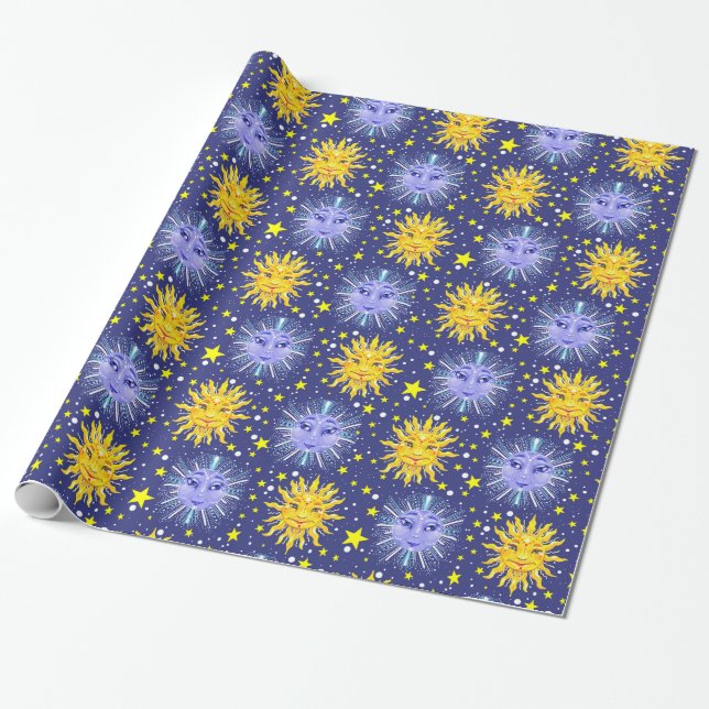 Papier Cadeau la lune céleste du soleil tient le premier rôle le (Déroulé)