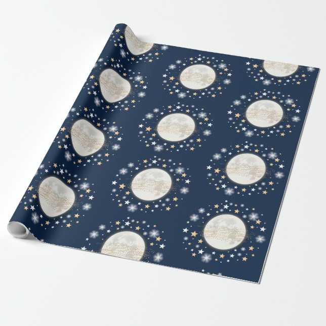 Papier Cadeau La lune tient le premier rôle le baby shower (Déroulé)