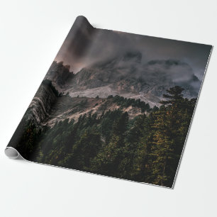 PAPIER CADEAU LA MONTAGNE DE LA NEIGE PENDANT LES SKIS NUAGES