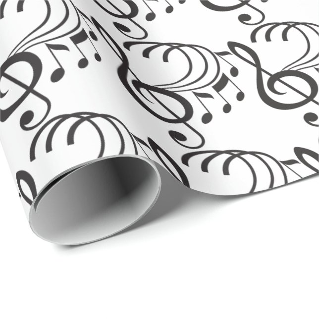 Papier Cadeau La musique note l'enveloppe de cadeau (Coin rond)
