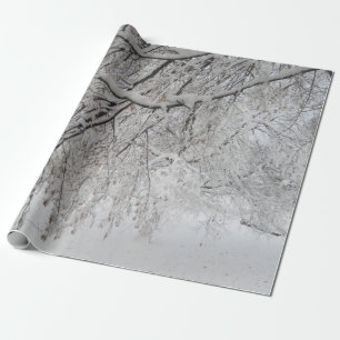 Papier Cadeau La neige a couvert le papier d'emballage d'arbre -