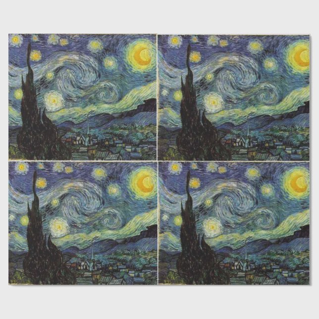 Papier Cadeau La Nuit étoilée de Vincent van Gogh. (Plat)