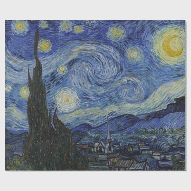 Papier Cadeau La Nuit étoilée (Vincent van Gogh) (Art célèbre) (Plat)
