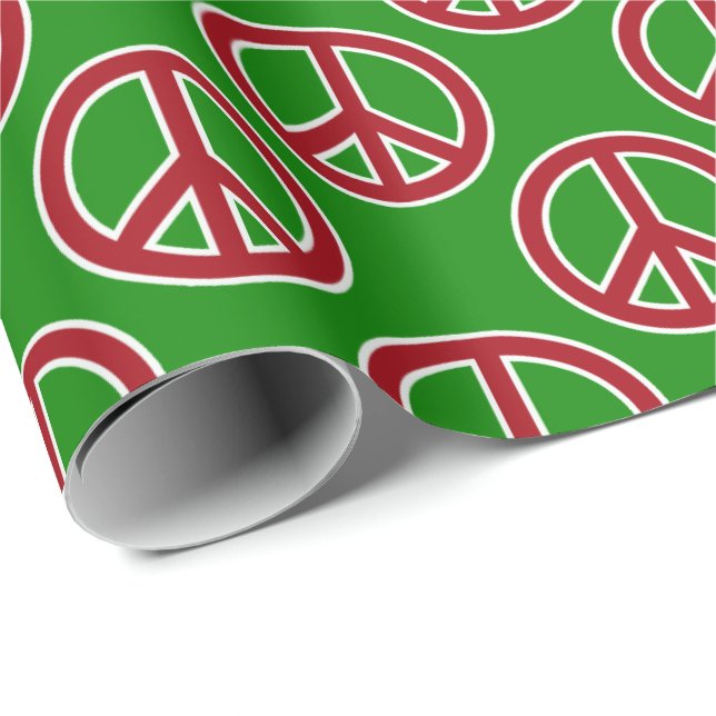 Papier Cadeau La paix rouge se connecte l'enveloppe de cadeau (Coin rond)