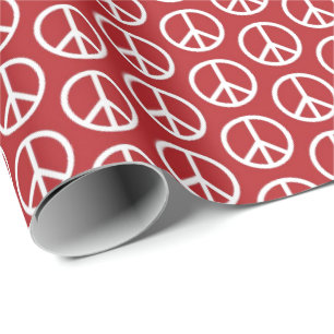 Papier Cadeau La paix se connecte le rouge de vacances
