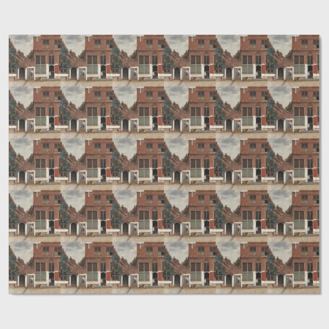 Papier Cadeau La Petite Rue de Johannes Vermeer (Plat)