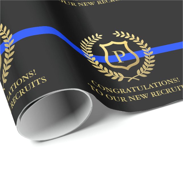 Papier Cadeau La police amincit le monogramme fait sur commande (Coin rond)