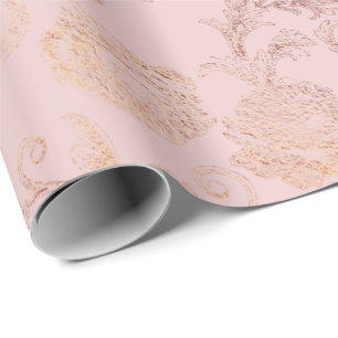 Papier Cadeau La poudre sensible rougissent or rose floral de
