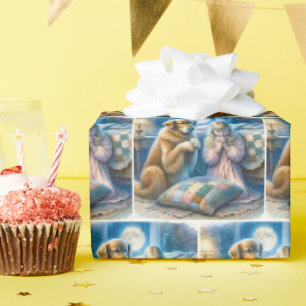 Papier Cadeau La prière des filles et des Golden Retriever