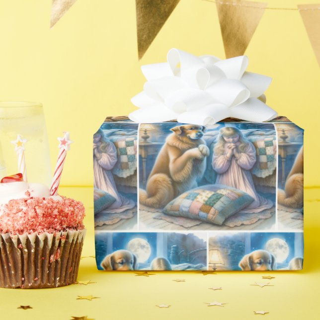 Papier Cadeau La prière des filles et des Golden Retriever (Fête d'anniversaire)