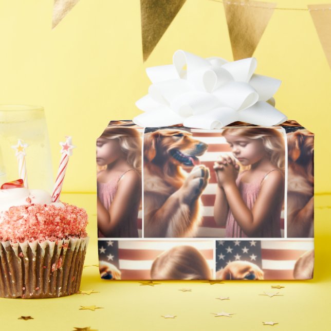 Papier Cadeau La prière des filles et des Golden Retriever (Fête d'anniversaire)