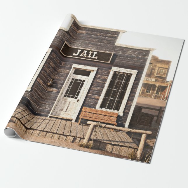 Papier Cadeau La prison de la ville occidentale rustique. 3d. Pa (Déroulé)