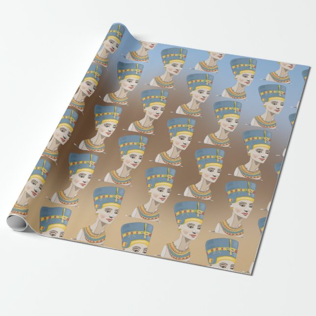 Papier Cadeau La reine Nefertiti contre les pyramides (Déroulé)