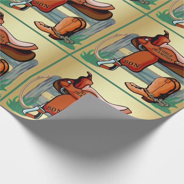 Papier Cadeau La selle occidentale de cowboy de rodéo initialise (Coin)
