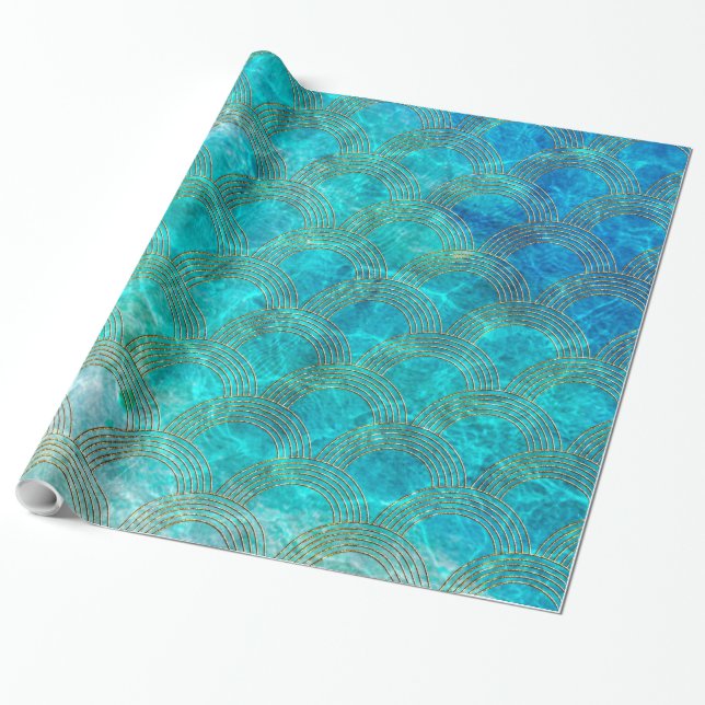 Papier Cadeau La sirène mesure l'amusement de mer de l'eau d'été (Déroulé)
