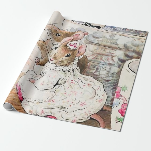 Papier Cadeau "La souris écoutée au talon" par Beatrix Potte (Déroulé)