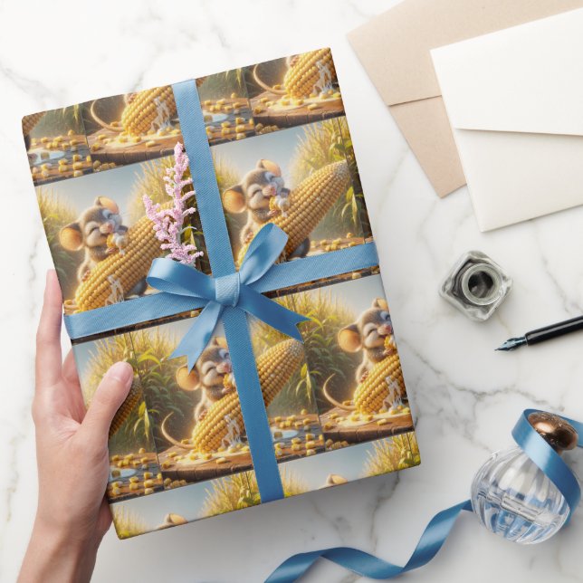 Papier Cadeau La Souris Mange Du Maïs Sur Le Fouet (Cadeaux)