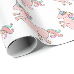 Papier Cadeau La sucrerie heureuse de rose de klaxon de licorne