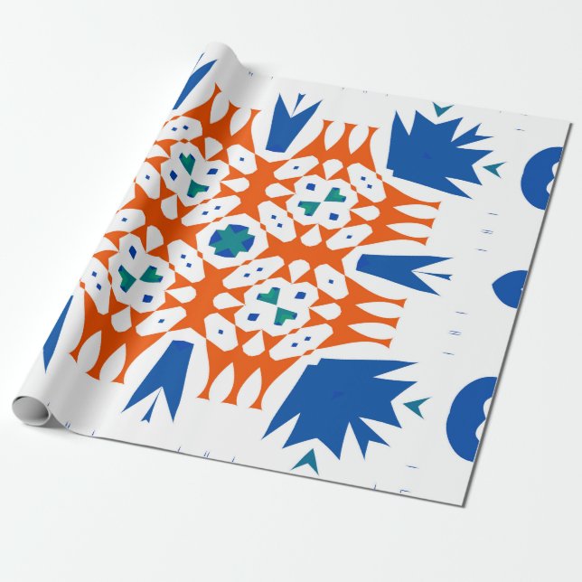 Papier Cadeau La talavera mexicaine traditionnelle ornée. Main d (Déroulé)