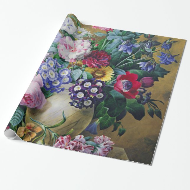 Papier Cadeau La vie toujours des fleurs d'été (Déroulé)