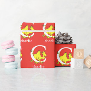 Papier Cadeau L'ABC du Dr Seuss : Lettre C - Blanc Ajoutez vot