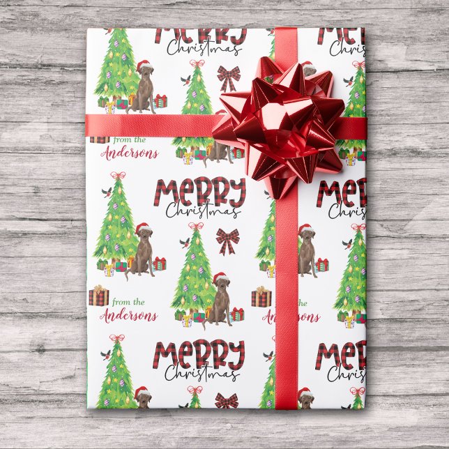 Papier Cadeau Laboratoire de chocolat, oiseau et arbre de Noël (Créateur téléchargé)