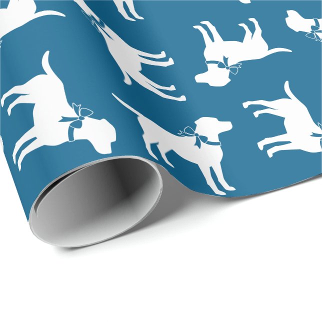 Papier Cadeau Labrador Chien Baby shower Blue Boy Lab (Coin rond)