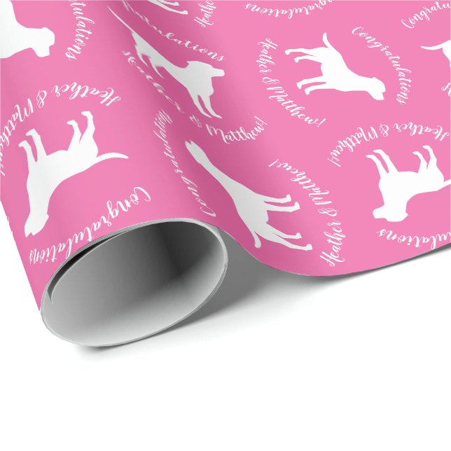 Papier Cadeau Labrador Chien Baby shower Girl Lab Rose (Coin rond)