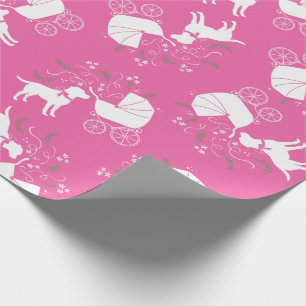 Papier Cadeau Labrador Chien Baby shower Rose Girl Lab