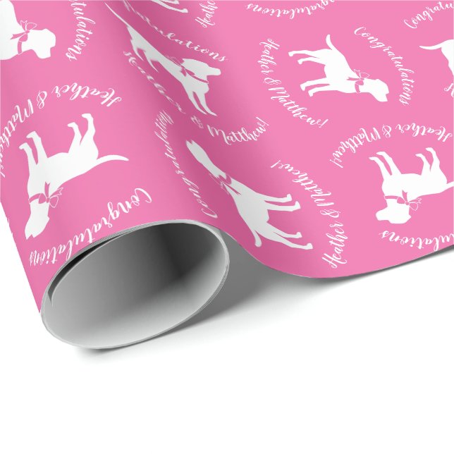 Papier Cadeau Labrador Chien Baby shower Rose Girl Lab (Coin rond)