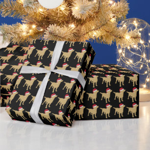 Papier Cadeau Labrador Jaune À Santa Hat Noël