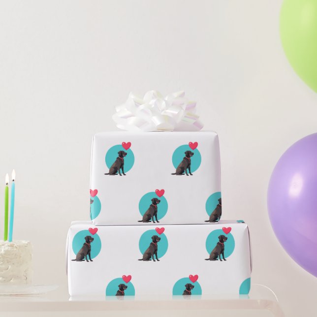 Papier Cadeau Labrador noir avec papier d'enveloppement de ballo (Cadeaux de fête)