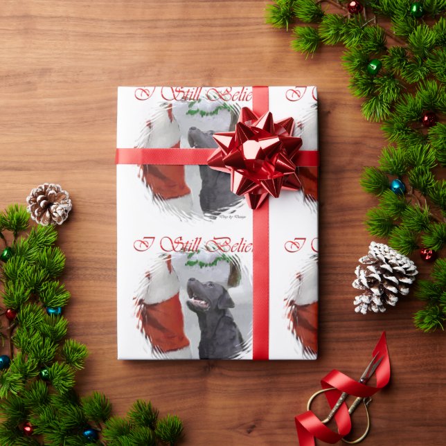 Papier Cadeau Labrador Retriever Believe Christmas (Cadeau de vacances)