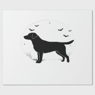 Papier Cadeau Labrador Retriever Chien Halloween Lune Silhouett