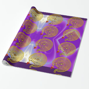 PAPIER CADEAU LABYRINTHE D'OR HYPER, COEUR, VAGUES LUMINEUSES RO