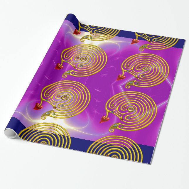 PAPIER CADEAU LABYRINTHE D'OR HYPER / VAGUES LUMINEUSES DE FUCHS (Déroulé)