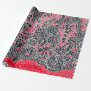 Papier Cadeau LACE NOIRE CHANTILLON ET papier d'enveloppement ro