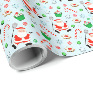 Papier Cadeau Lacrosse Gardien de but Noël