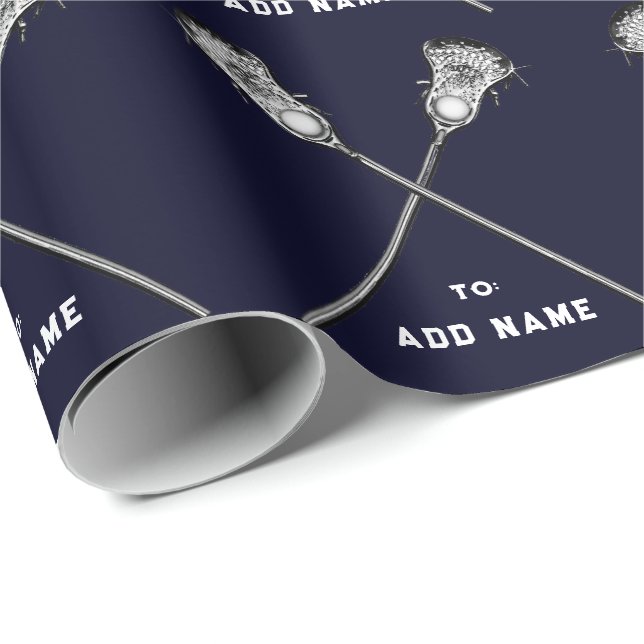 Papier Cadeau Lacrosse Navy Blue Cadeau (Coin rond)