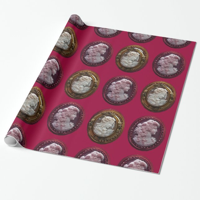 PAPIER CADEAU LADIES DE CAMÉO ANCIENNES, GRAPEVINES DE RAISINS E (Déroulé)