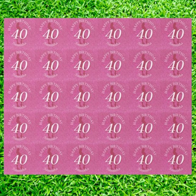 PAPIER CADEAU LADIES PINK GLITTER BIG BIRTHDAY (Celebrate in style with our pink glitter birthday golf gift! Perfect for the golf lover in your life)