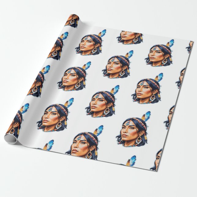 Papier Cadeau Lady amérindienne (Déroulé)