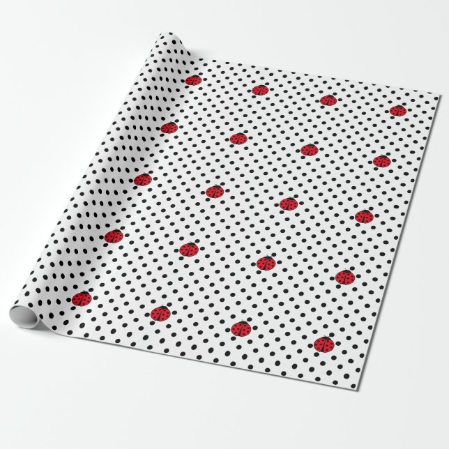 Papier Cadeau Ladybugs et pois (Déroulé)