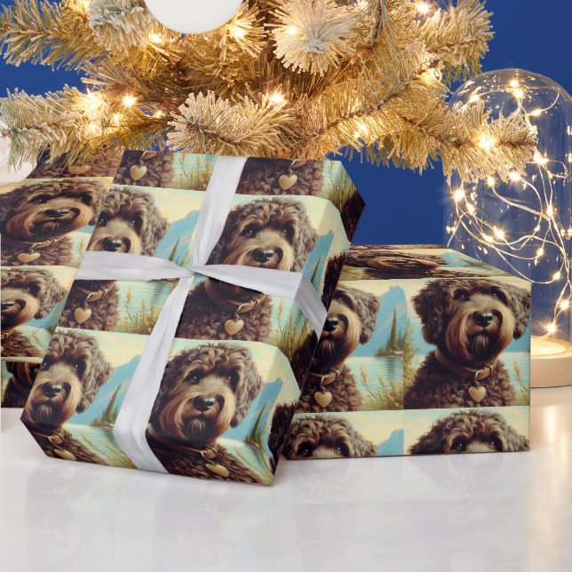 Papier Cadeau Lagotto vintage Romagnolo Peinture (Vacances)