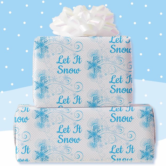 Papier Cadeau Laisser neiger Blue Snowflake Motif blanc (Créateur téléchargé)