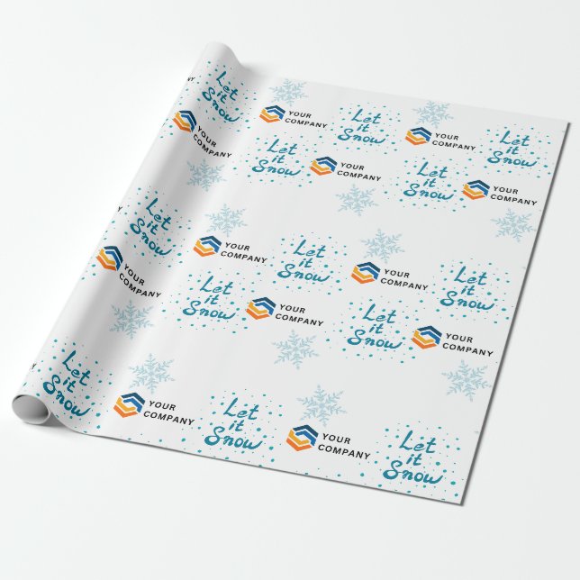 Papier Cadeau Laisser neiger Custom Business Logo de Noël Sociét (Déroulé)