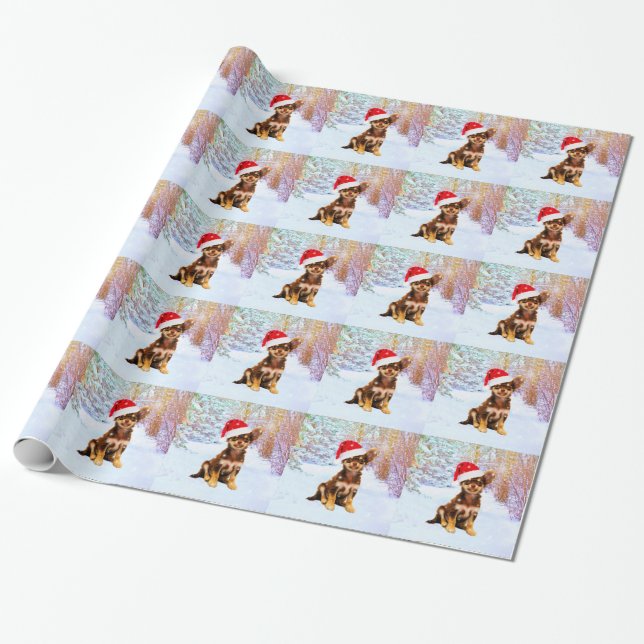 Papier Cadeau Laisser neiger Noël Chihuahua Chig (Déroulé)