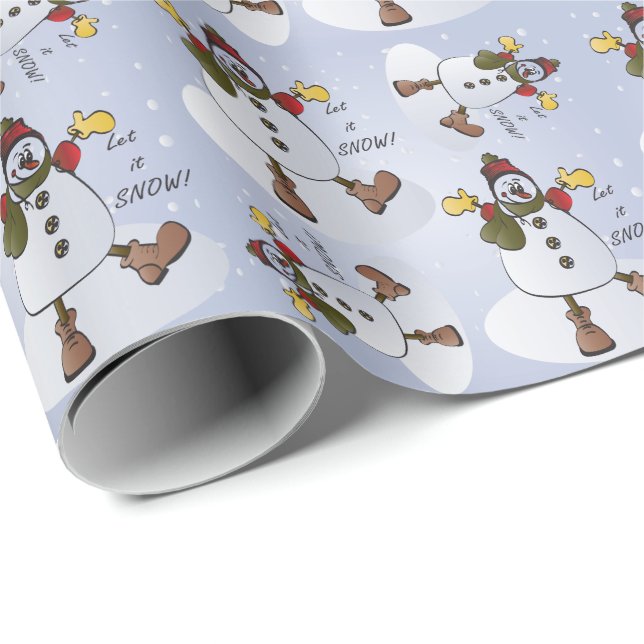 Papier Cadeau Laisser Snowman Noël neige (Coin rond)
